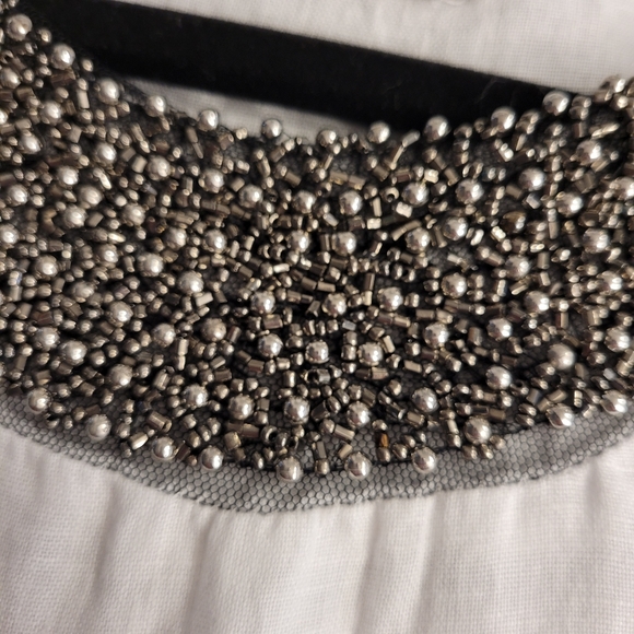 Italian Linen Tank Top Sz Lg Beaded Neck Soft Cotton Side Panels - Picture 4 of 8